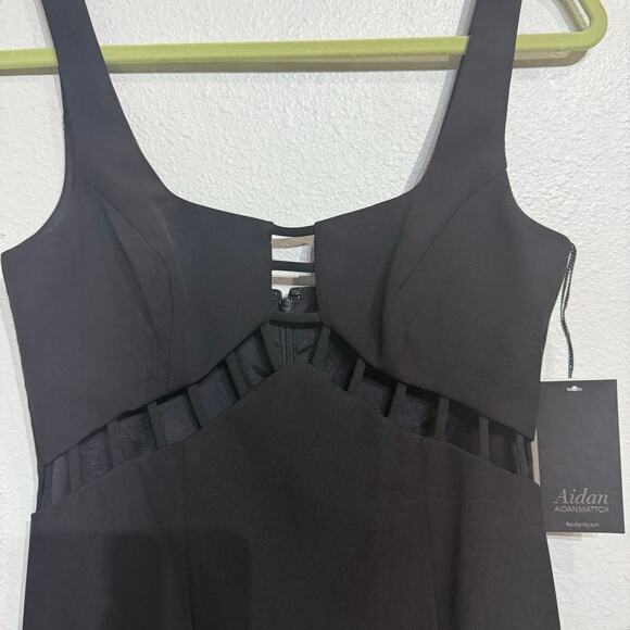 Aidan Mattox Black Cut-Out Scoop Neck Maxi Evening Gown Sz 4 NWT - Picture 5 of 13